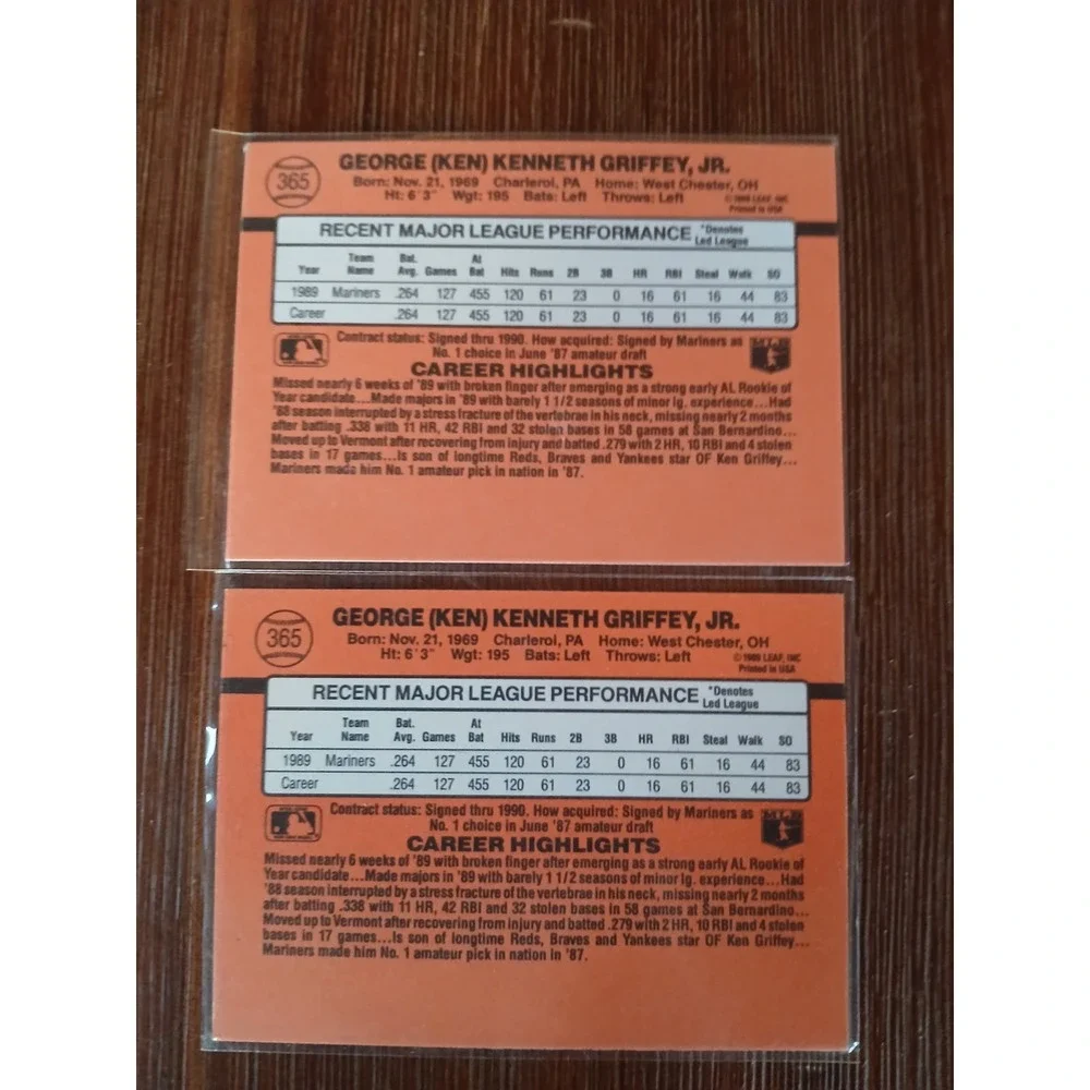 Lot of 6 KEN GRIFFEY JR Rookie Card Donruss No Dot Bloody Elbow Wrong Birthplace